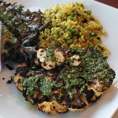 Plant-Based Grilling: Cauliflower with Chimichurri Sauce